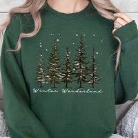 Pine Tree Forest Sweatshirt, Winter Wonderland Sweatshirt, Christmas Nature Graphic Crewneck, Comfy Holiday Sweater, Winter Forest Sweatshirt
