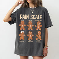 Humorous Medical Christmas Graphic Tee, Pain Scale Gingerbread T-Shirt, Holiday Doctor Nurse Shirt, Adorable Hospital Staff Xmas T-Shirt Present