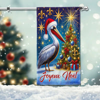 Joyeux Noel Cajun Holiday Flag, Louisiana Pelican Christmas Garden Flag, Double-Sided French Creole Flag, Louisiana State Pride Decor