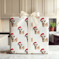 Watercolor Santa Hat Animal Gift Wrap, Christmas Camel Wrapping Paper, Whimsical Holiday Present Wrapping Paper, Winter Gift Wrap Roll