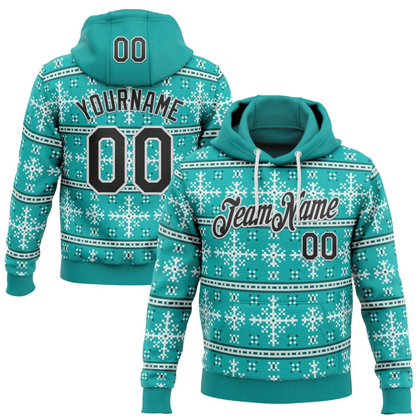 Personalized Holiday Team Sweatshirt, Custom Ugly Christmas Sports Hoodie, Printed Name Number Pullover Hoodie, Festive Game 