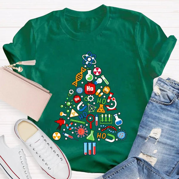 Scientific Instruments Holiday Tree Shirt, Science Teacher Christmas T-Shirt, STEM Chemistry Graphic Tee, Xmas Teacher Presen