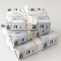 Festive Reindeer Holiday Gift Wrap, Watercolor Christmas Carousel Wrapping Paper, Whimsical Winter Wrapping Paper, Seasonal Gift Wrap Roll