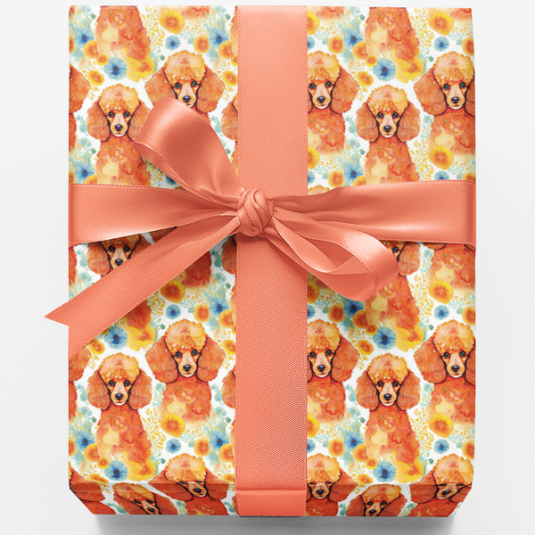 Watercolor Dog Pattern Wrapping Paper, Poodle Gift Wrap Paper, French Poodle Gift Wrap Roll, Dog Lover Birthday Christmas Pre