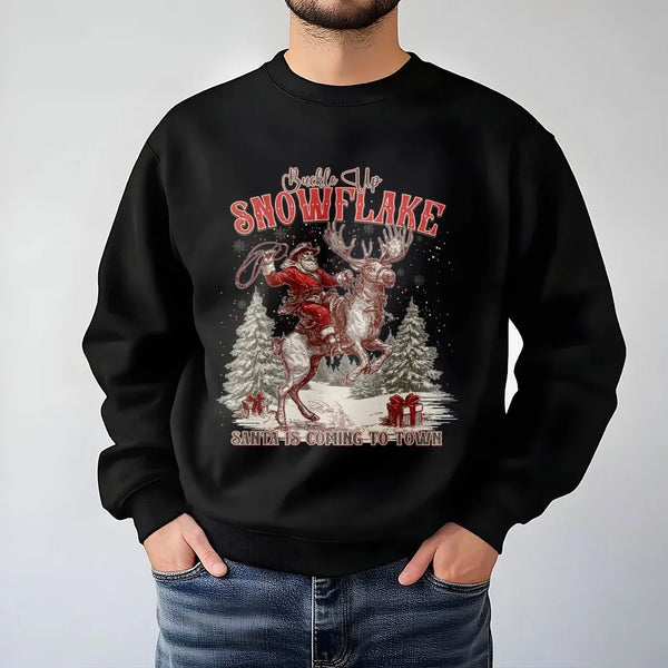 Western Christmas Graphic Crewneck, Cowboy Santa Reindeer Sweatshirt, Retro Country Holiday Sweater, Rodeo Xmas Pullover Pres