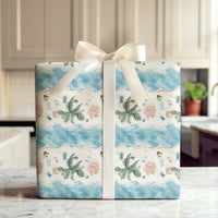 Coastal Holiday Wrapping Paper, Tropical Beach Christmas Wrapping Paper, Watercolor Beach Gift Wrap, Tropical Xmas Holiday Wrapping Paper