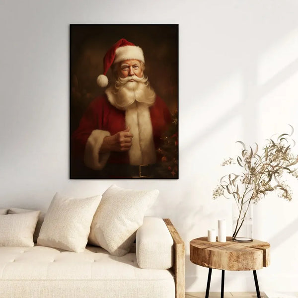 Retro Christmas Portrait Art Print, Classic Vintage Santa Claus Poster, Nostalgic Holiday Wall Art, Festive Winter Xmas Poste