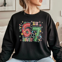 Retro Holiday Lights Sweatshirt, 67 Christmas Sweatshirt, Humorous Xmas Graphic Crewneck, Vintage Holiday Sweatshirt, Present for Men and Women