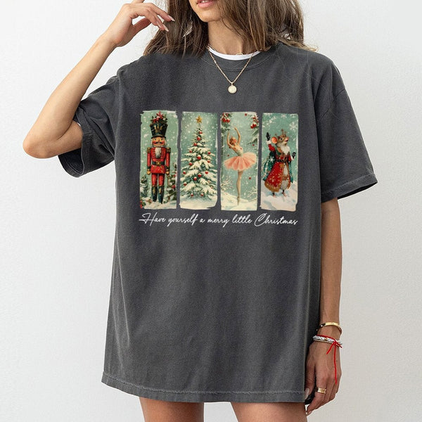 Nutcracker Ballet Shirt, Nutcracker Christmas T-Shirt, Retro Festive Mouse Graphic Tee, Holiday Nutcracker T-Shirt, Xmas Fami