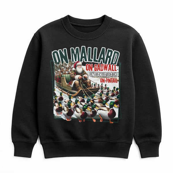 Santa Mallard Sleigh Sweater, Duck Hunting Christmas Sweatshirt, Humorous Duck Hunter Crewneck, Outdoor Holiday Pullover, Xma