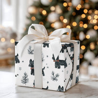 Scottie Christmas Gift Wrap, Scottish Terrier Wrapping Paper, Watercolor Dog Wrapping Paper, Black Scottie Present Wrap, Holiday Dog Paper