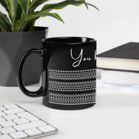 Elegant Christmas Script Coffee Mug, Comfy Holiday Sweater Pattern Mug, Winter Faux Knit Design Tea Cup, Holiday Ceramic Mug