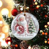 Merry Christmas Tree Ornament, Vintage Santa Claus Christmas Ornament, Ceramic Holiday Keepsake Ornament, Retro Winter Home Decor Present
