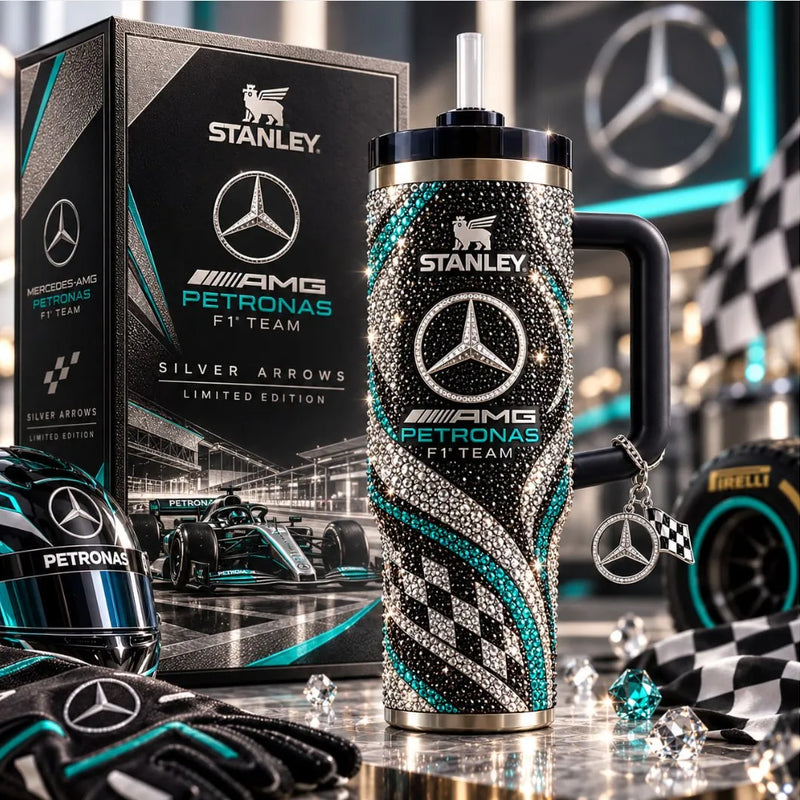 AMG in Pave Sparkle - Teal and Silver Tumbler Statement