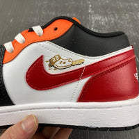 Low Top Sneakers, White Black Red Colorway, Lace Up Design, Casual Gift for Sneaker Fans