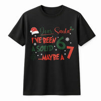 Humorous Christmas Meme T-Shirt, Dear Santa I've Been a Solid 6 or 7 Shirt, Sarcastic Holiday Tee, Retro Christmas Shirt, Xmas Present for Adults