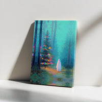 Spooky Ghost Forest Canvas Print, Ghost Christmas Tree Canvas Wall Art, Gothic Christmas Wall Decor, Adorable Ghost Art, Digital Download