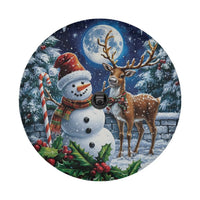 Winter Night Scene Holiday Tire Cover, Christmas Snowman Reindeer Spare Tire Cover, Festive Xmas Wheel Cover, Jeep SUV Truck Holiday Present