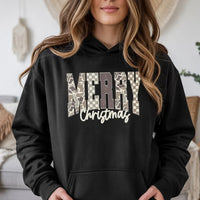 Trendy Camouflage Checkered Hoodie, Merry Christmas Camo Hoodie, Comfy Holiday Graphic Sweatshirt, Winter Festive Pullover Camo Hoodie