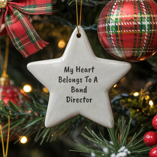 Music Teacher Appreciation Star Ornament, Band Director Christmas Ornament, Ceramic School Musician Decor, Star Ceramic Ornam