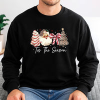 Leopard Print Santa Sweatshirt, Tis the Season Christmas Sweatshirt, Coquette Bow Holiday Crewneck, Preppy Xmas Sweatshirt, Holiday Present