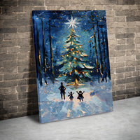 Snowy Forest Canvas Print, Christmas Tree Canvas Wall Art, Winter Holiday Canvas Art, Festive Oil Painting Wall Decor, Christmas Home Present