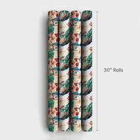 Watercolor Holiday Bird Gift Wrap, Christmas Peacock Wrapping Paper, Elegant Festive Present Paper, Botanical Xmas Gift Wrapping Roll