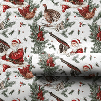 Shotgun Santa Gift Wrap, Hunting Santa Christmas Wrapping Paper, Country Outdoor Holiday Wrapping Paper, Humorous Hunter Xmas Gift Wrap Roll