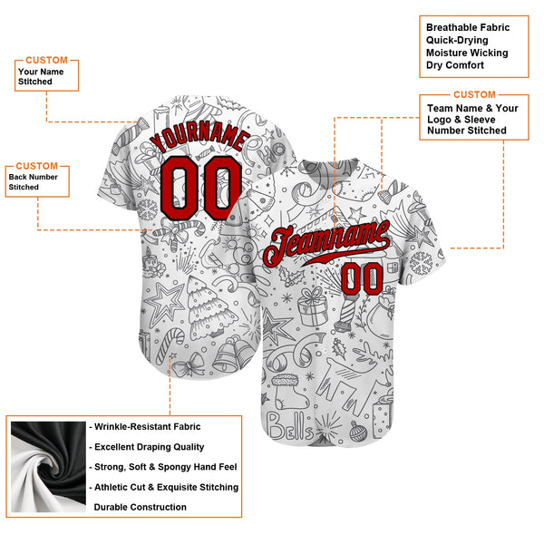 Personalized Name Number Holiday Graphic Print Jersey Shirt, Custom Christmas Baseball Jersey, Xmas Sports Uniform for Men Wo