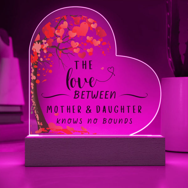 Mother Daughter Heart Plaque, Tree of Life Acrylic Heart Plaque, Lighted LED Heart Plaque, Christmas Present for Mom, Birthda