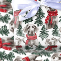 Christmas Dog Wrapping Paper, Weimaraner Dog Wrapping Paper, Winter Scarf Pine Tree Gift Wrap, Holiday Dog Gift Wrap, Present for Dog Lovers