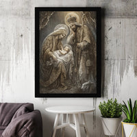 Birth of Jesus Canvas Wall Art, Holy Family Nativity Canvas Print, Christian Religious Canvas Decor, Christmas Manger Art, Faith Home Present