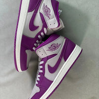 Retro Mid Top Basketball Shoes, Purple Gray Colorway, Lace Up Design, Casual Gift for Shoe Lovers
