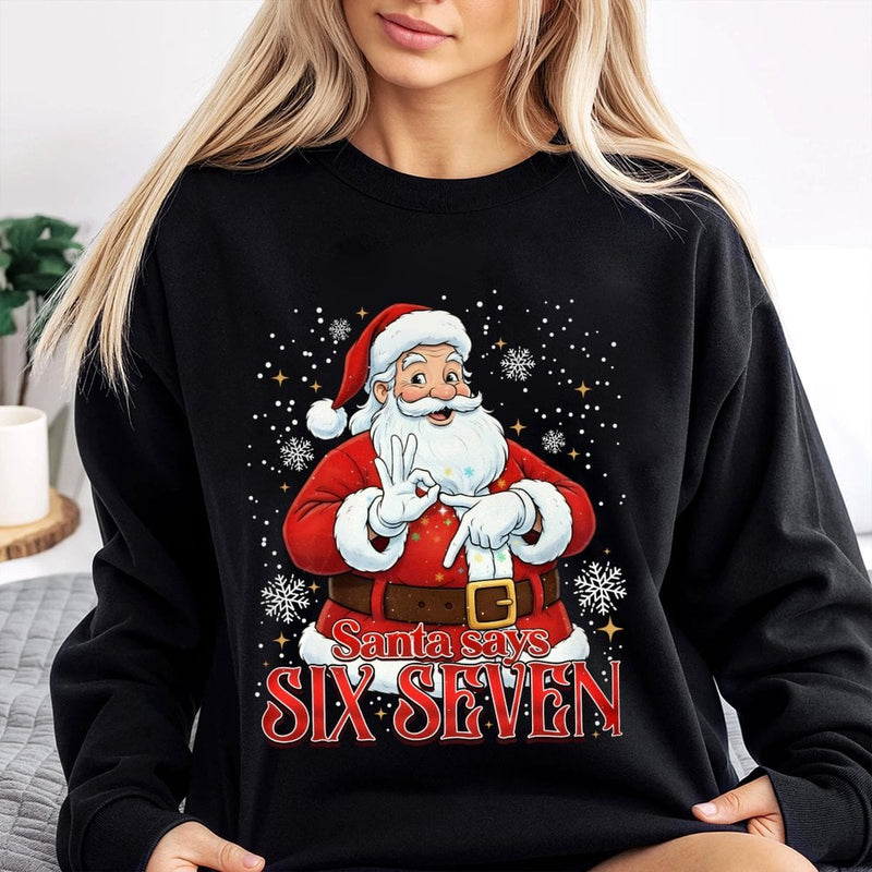 Humorous Christmas Meme Sweatshirt, Santa Six Seven Sweatshirt, Retro Holiday Humor Crewneck, Sarcastic Xmas Sweater, Humorous Santa Sweatshirt