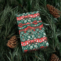 Geometric Holiday Pattern Gift Wrap, Nordic Christmas Gift Wrapping Paper, Scandinavian Xmas Wrapping Paper Roll