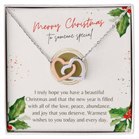 Two Hearts Crystal Pendant, Interlocking Hearts Necklace, Cubic Zirconia Heart Necklace, Christmas Jewelry Present, Holiday Present for Her