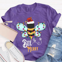 Santa Hat Honeybee Shirt, Bee Merry Christmas T-Shirt, Humorous Bee Lover Holiday Tee, Adorable Insect Xmas Graphic Tee, Christmas Present