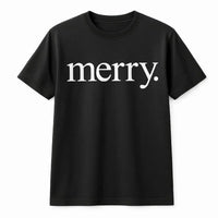 Festive Holiday Typography Graphic Tee, Minimalist Merry Christmas Shirt, Adorable Vintage Merry Xmas T-Shirt, Comfy Family Holiday Apparel