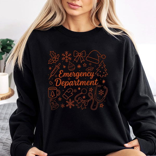 ER Nurse Christmas Sweatshirt, Emergency Department Christmas Sweatshirt, Stethoscope Christmas Sweatshirt, Hospital ER Crewn