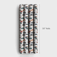 Winter Shoppers Gift Wrap, Watercolor Christmas Wrapping Paper, Snowy Village Holiday Wrapping Paper, Vintage Town Gift Wrap Roll