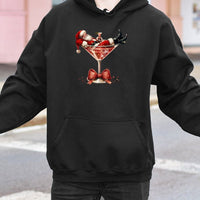 Santa Cocktail Glass Hoodie, Christmas Martini Hoodie, Humorous Santa Claus Martini Hoodie, Holiday Cocktail Hooded Sweatshirt