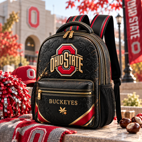 OSU Scarlet Crest - Buckeye Emblem Backpack in Black and Gold - main
