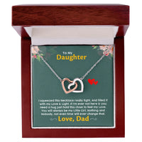 Interlocking Heart Pendant Necklace, Daughter Necklace Present from Dad, Surgical Steel Jewelry, Birthday or Christmas Keepsake for Her