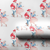 Watercolor Couple Holiday Gift Wrap, Dancing Santa Mrs Claus Wrapping Paper, Adorable Christmas Party Paper, Festive Couple Wrapping Paper