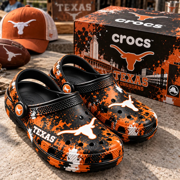 TEX Splatter - Burnt Orange Longhorn Statement Clogs - main