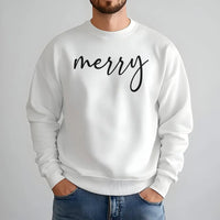 Minimalist Script Holiday Crewneck, Merry Christmas Sweatshirt, Festive Winter Aesthetic Pullover, Xmas Present for Women and Men