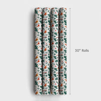 Festive Orange Dino Gift Wrap, Christmas Holly Dinosaur Wrapping Paper, Botanical Holiday Dinosaur Wrapping Paper, Adorable Kids Gift Wrap Roll