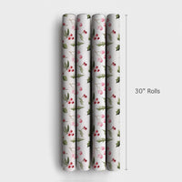 Berries Holiday Wrapping Paper, Watercolor Holly Wrapping Paper, Christmas Wrapping Paper Roll, Botanical Gift Wrap, Festive Present Wrap