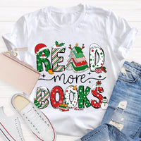Festive Holiday Book Lover Shirt, Read More Books Christmas Teacher T-Shirt, Xmas Reading Graphic Tee, English Teacher Christmas Shirt