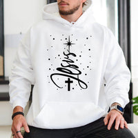 Religious Holiday Faith Hoodie, Jesus Christmas Tree Hoodie, Christian Christmas Tree Hoodie, Winter Hooded Sweatshirt, Faith Xmas Present